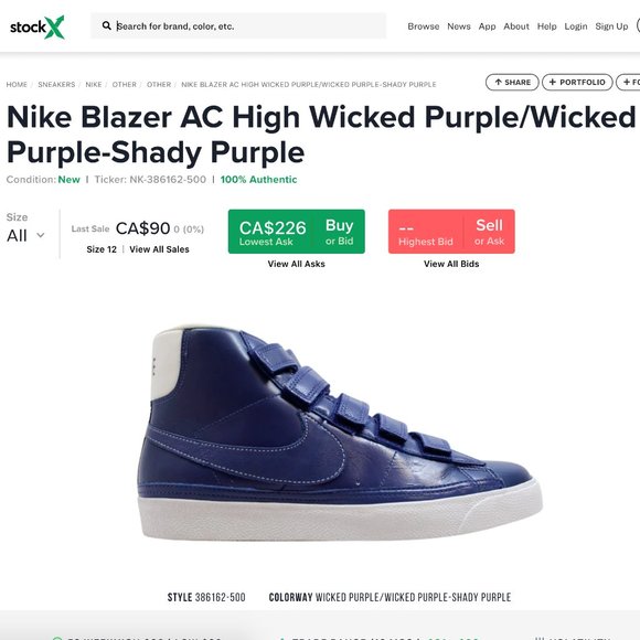 ✔︎ Nike Blazer AC High Wicked Purple Velcro - Picture 2 of 8